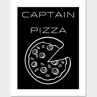 Captain Pizza Typography White Design Posters and Art